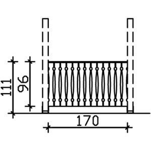 Technische Zeichnung: Skan Holz Brüstung Balkonschalung 170x96 cm, Fichte Eiche hell, Zubehör Terrassenüberdachung.