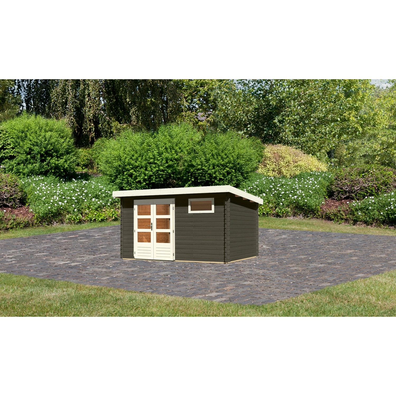 Karibu Gartenhaus Ängelholm 8 Terragrau 387 cm x 297 cm günstig online kaufen