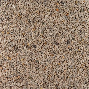 Terralith Marmor Steinteppich Grigio. Feine, gerundete steingraue Marmorkiesel (2-4 mm) als Naturstein-Boden für Außen.