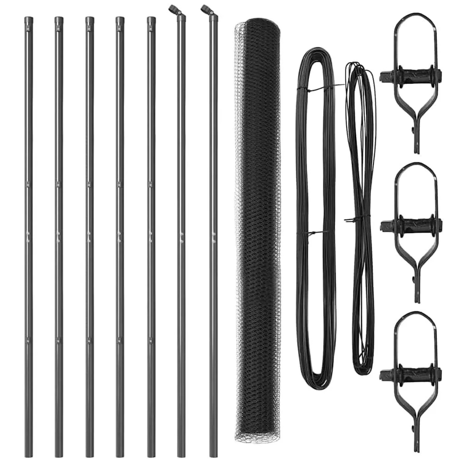 vidaXL Zaunpfosten Grau 10 x 1,6 m 25 mm Maschenweite Stahl und PVC 3352794 günstig online kaufen