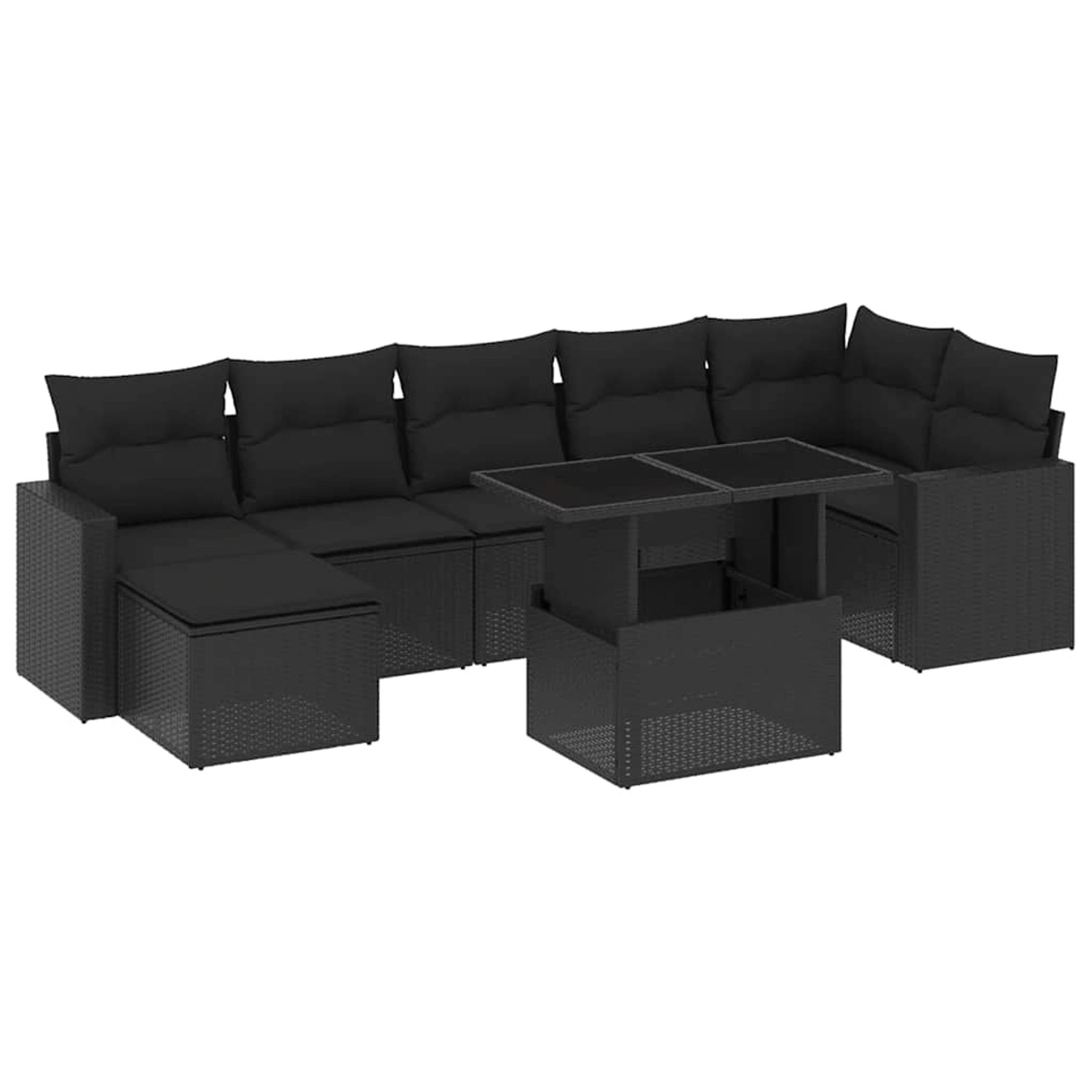 vidaXL 8-Tlg Garten-Sofagarnitur mit Kissen Schwarz Poly Rattan 3267425 günstig online kaufen