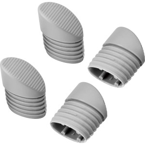 4 anthrazitfarbene Fußkappen aus Kunststoff für Klappstuhl Suriname.