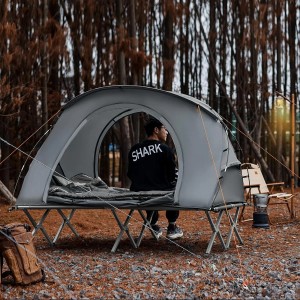SoBuy 4in1 Camping Zelt mit Liege für 2 Personen, grau. Ideal für Outdoor-Abenteuer.