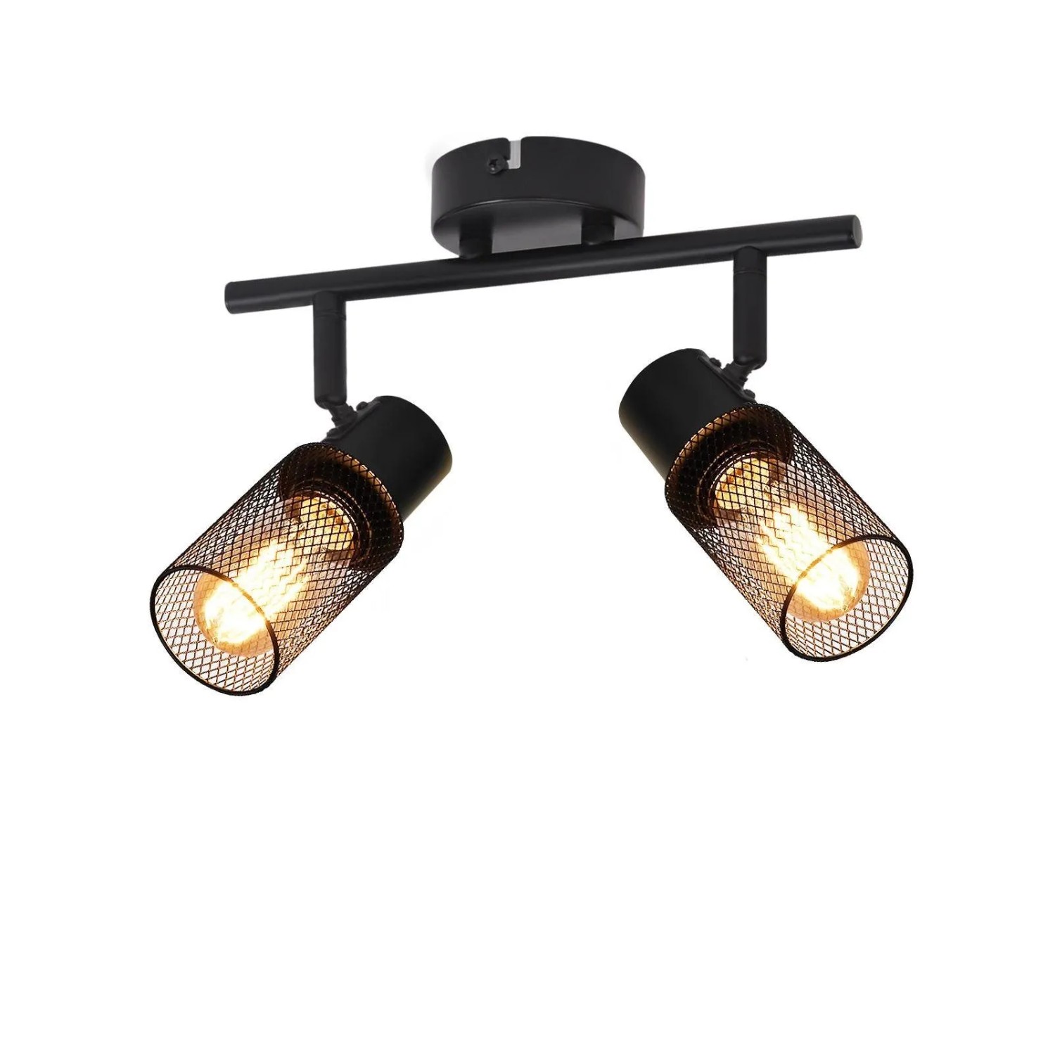 ZMH LED Deckenleuchte Industrial Schwarz 2-flammig Metall E27 Schwenkbar 330 Grad