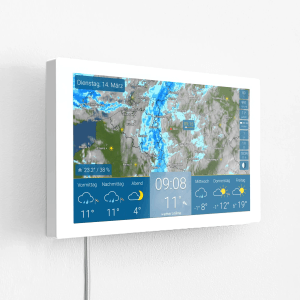 WetterOnline WetterDisplay wetteronline home inkl. Wandmontage-Set Wetterstation WLAN Touch-Bildschirm HD-Farbdisplay Wandhalterung mit Kabel 2m Weiß