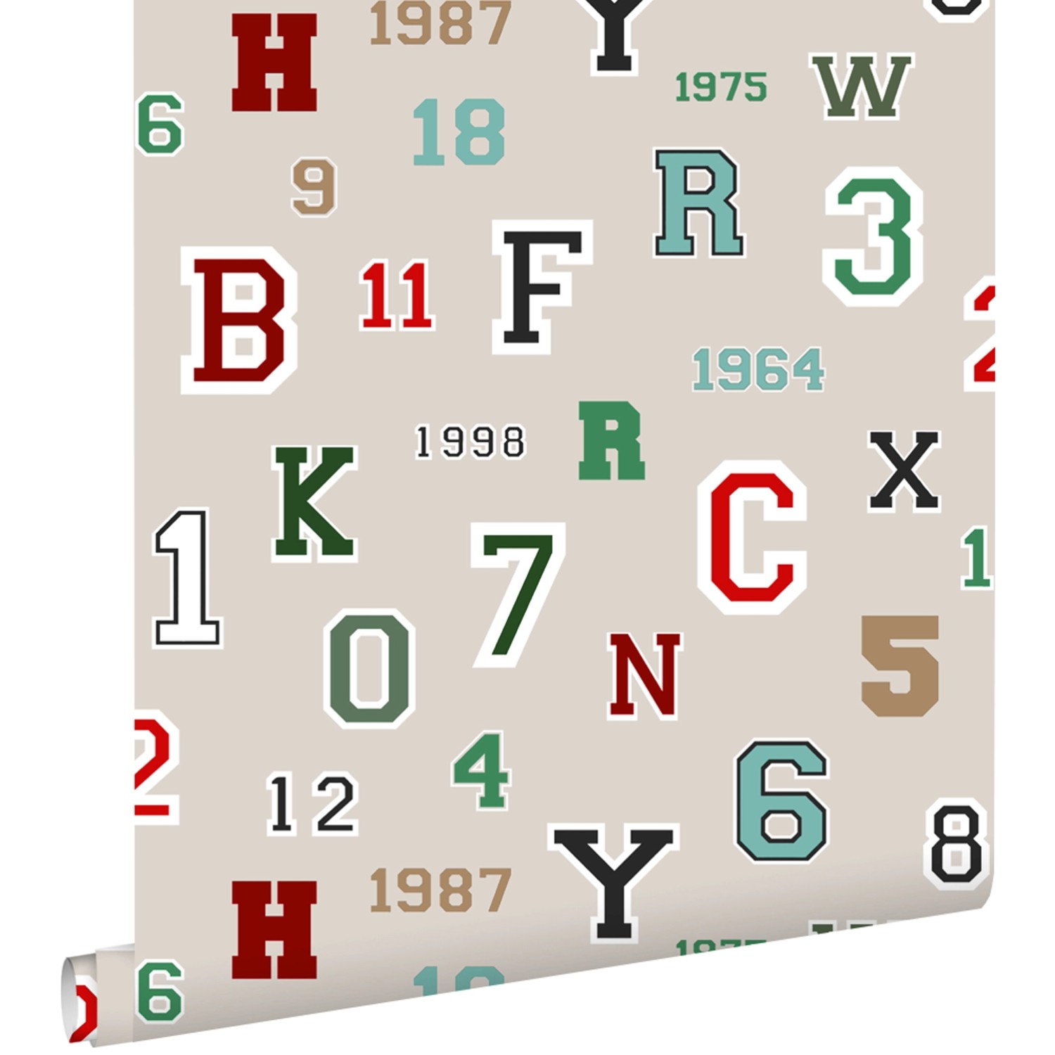 ESTAhome Tapete Zahlen und Buchstaben Beige 53 cm x 10.05 m günstig online kaufen