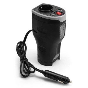 Technaxx Kfz-Spannungswandler TE13 mit 2 USB-Ports und 230V-Steckdose für die Auto-Innenausstattung.