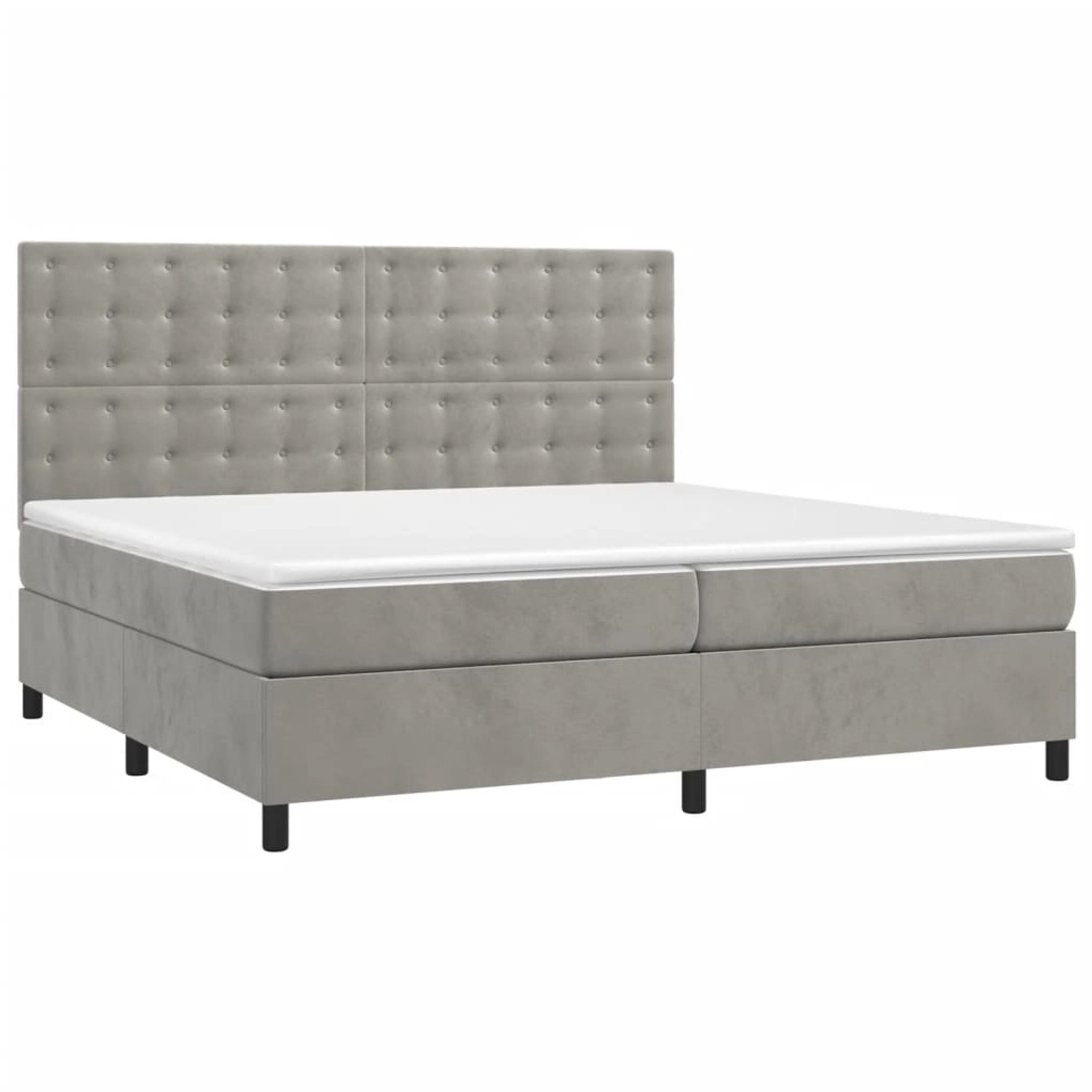 vidaXL Boxspringbett mit Matratze & LED Hellgrau 200x200 cm Samt 3136383 günstig online kaufen