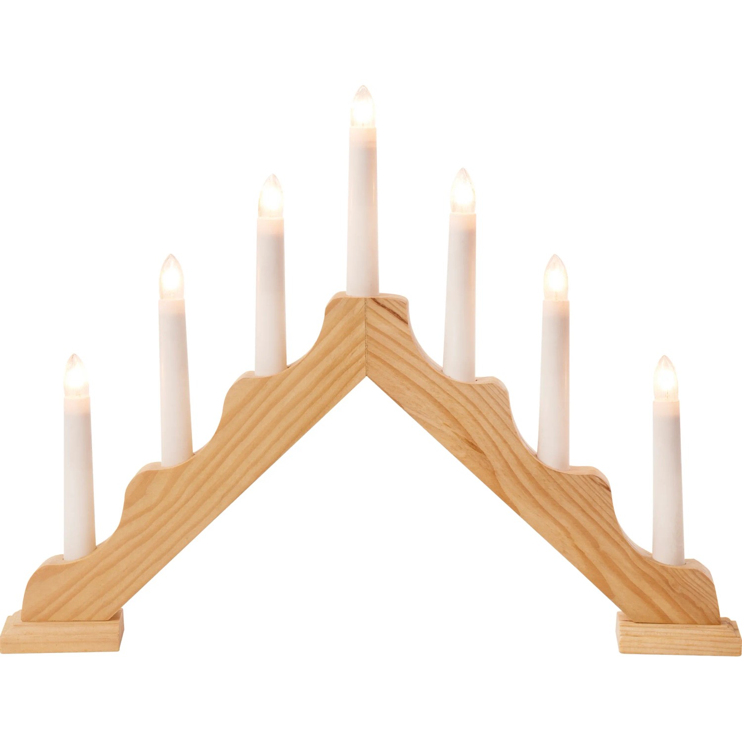 HGD Schwedenleuchter 7-flammig elektrisch beleuchtet Natur ca. 41 x 5 x 31 cm