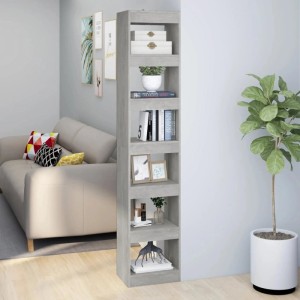 Betongraues VidaXL Bücherregal/Raumteiler (40x30x198 cm) im Wohnzimmer.