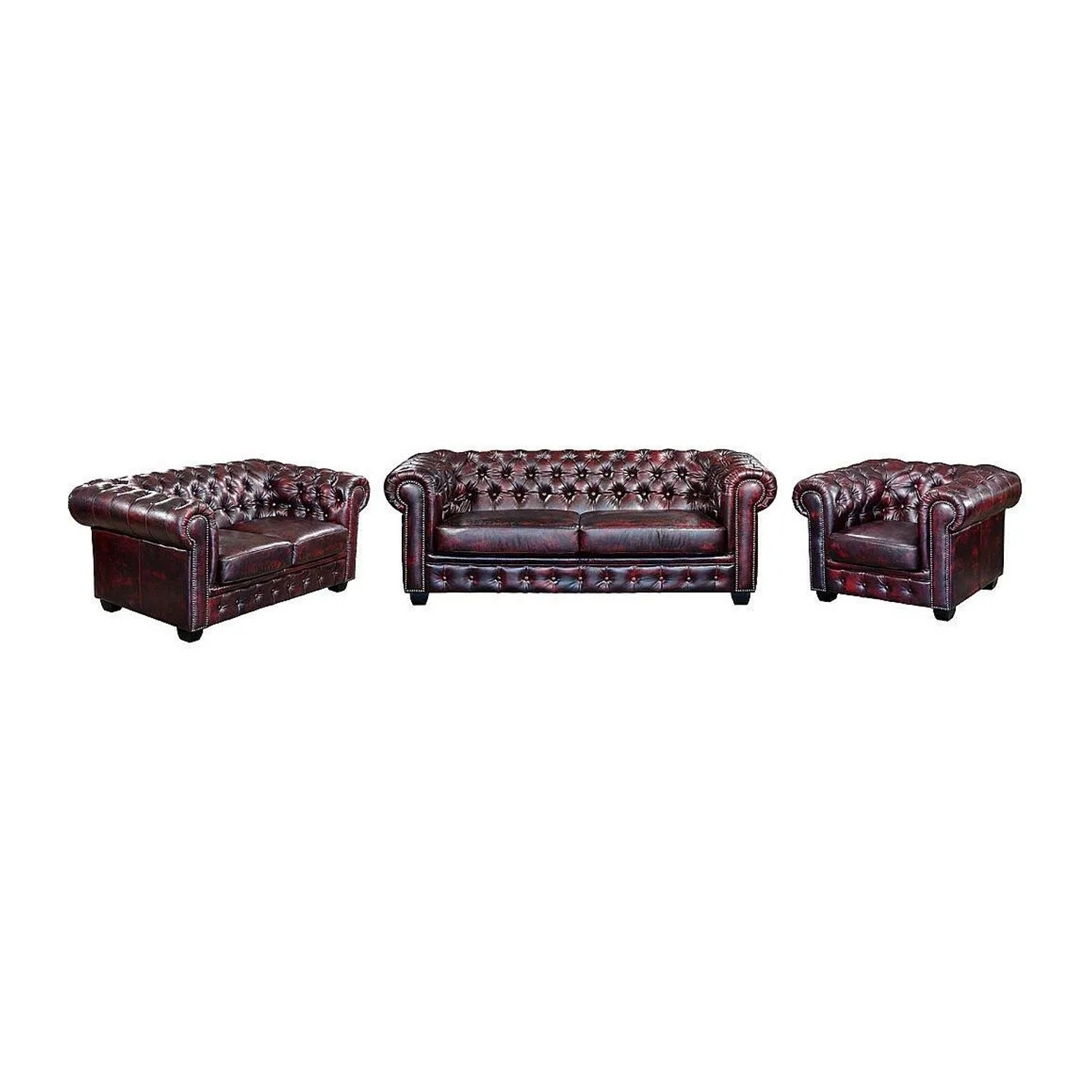 Vente-unique Couchgarnitur Mit Sessel Brenton Bordeaux 201 cm  105 cm  160 cm