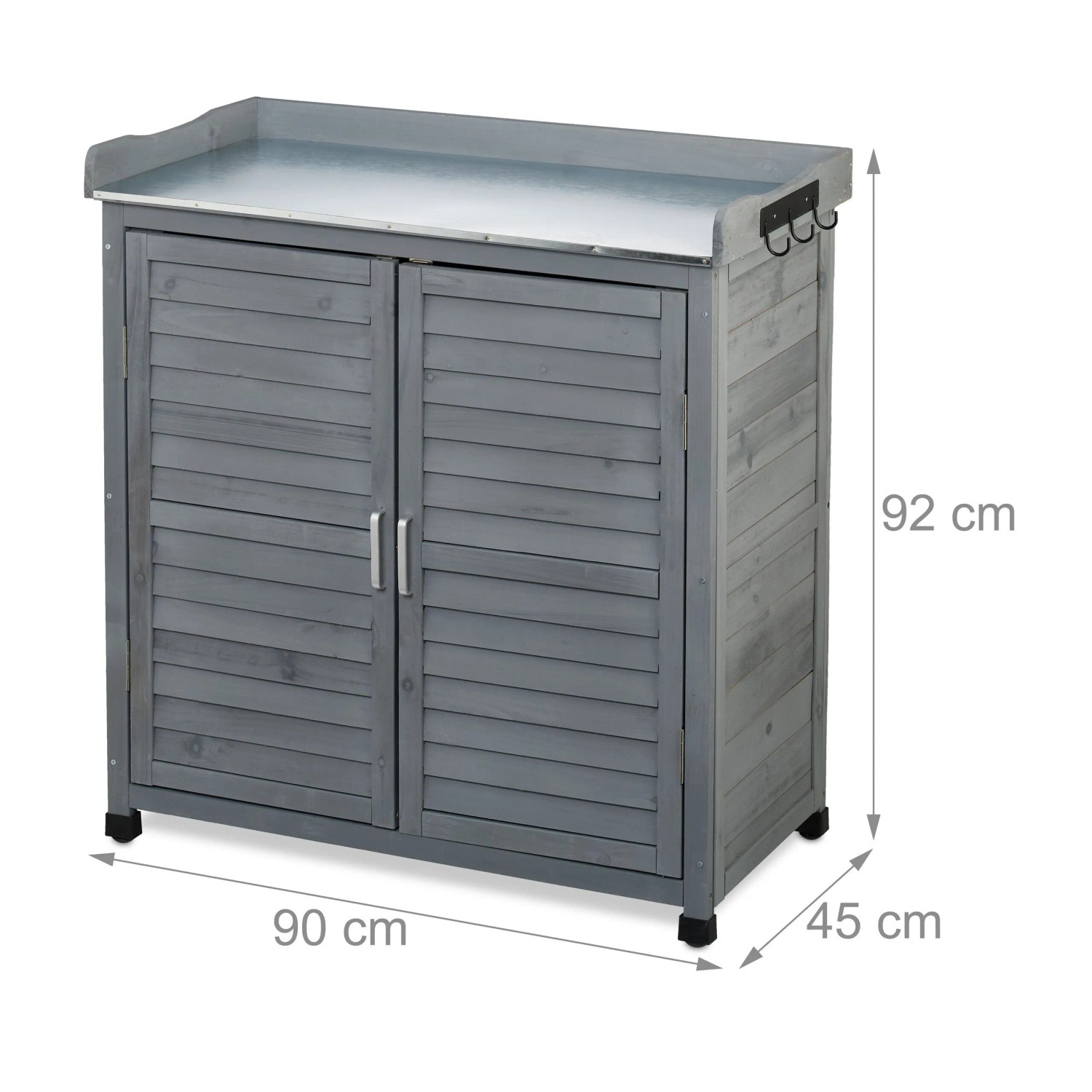 Relaxdays Pflanztisch Tannenholz Grau mit Unterschrank 92 cm x 90 cm x 45 cm 15,7 kg kaufen bei OBI
