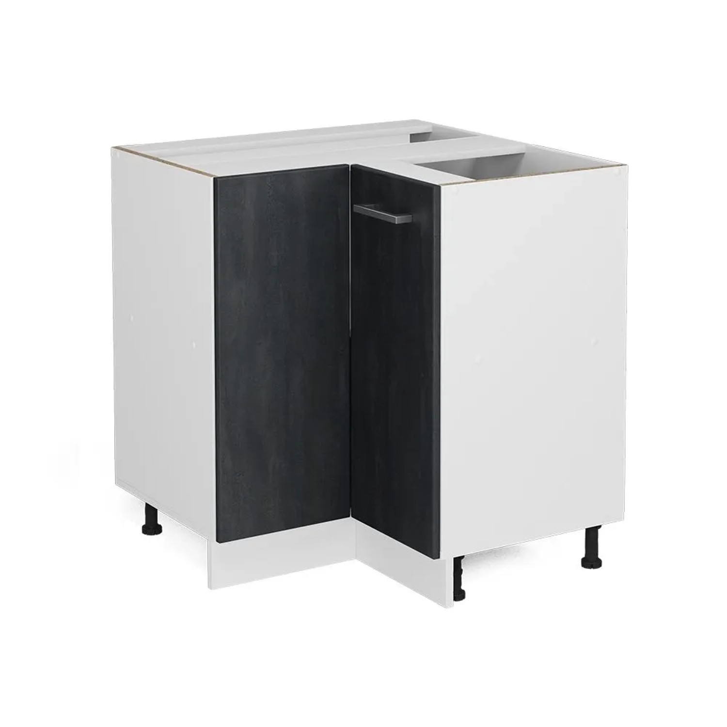 Vicco Eckunterschrank R-Line Schwarz Beton Weiß 76 cm ohne Arbeitsplatte