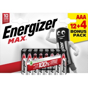 Energizer Alkaline Batterien Max Micro AAA 12 + 4 Stück