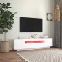 Weißer TV-Schrank mit LED-Beleuchtung (160 cm) im Wohnzimmer.