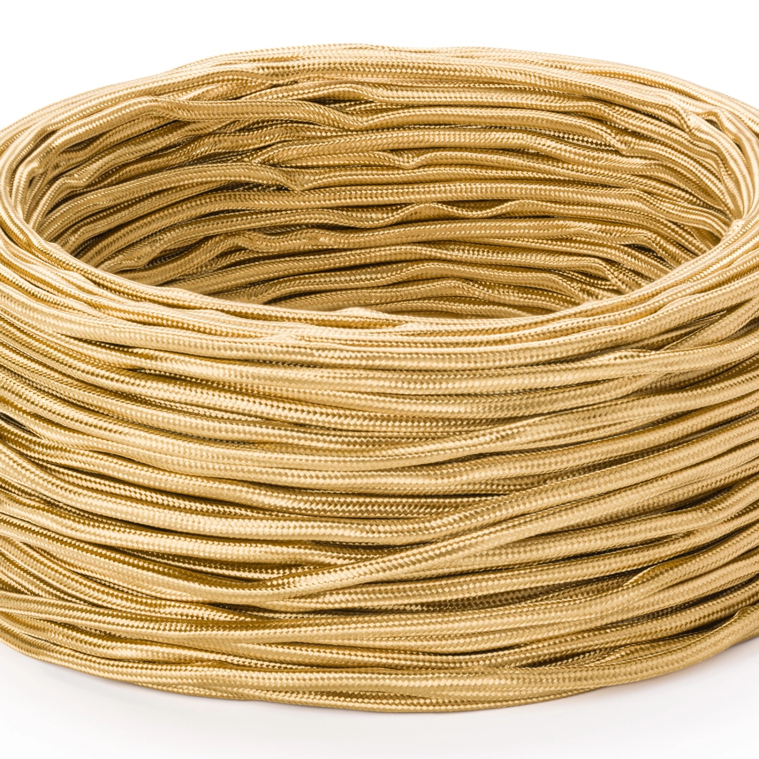 Orion Lightstyle Dünnes Lampen Textilkabel Ø 4,7mm 3 Adrig Stoffkabel Gold Meterware