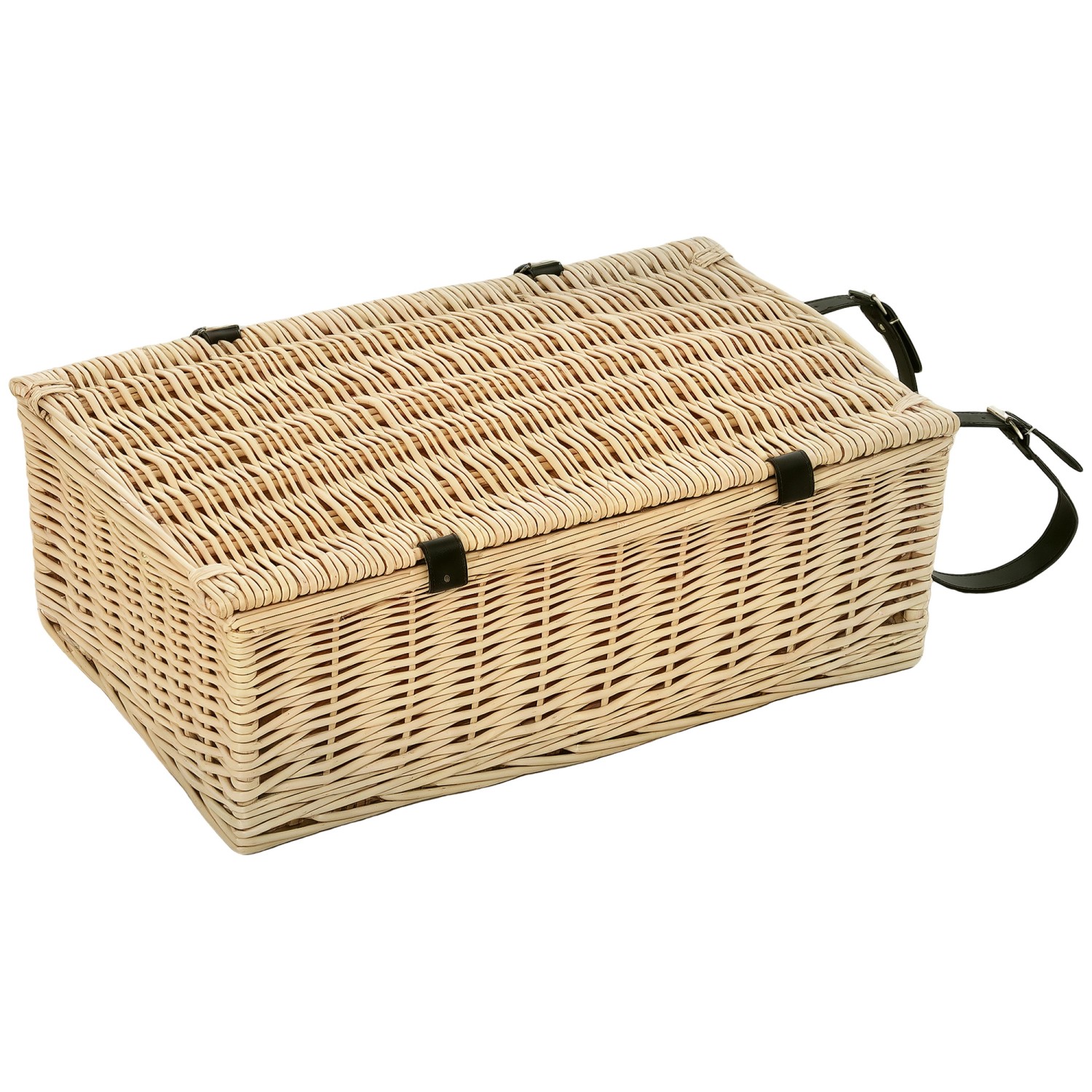 Outsunny Picknickkorb Weidenrute Keramik Naturholz 54L x 34B x 20H cm