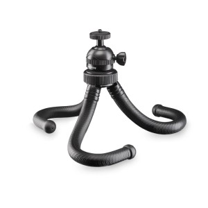 Schwarzes Mantona Gibbo Flex Ministativ mit biegsamen Beinen und Kugelkopf. Ideal für Kamera, Handy, Fotostativ.