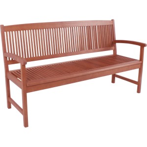 Braune 3-Sitzer Gartenbank Stockholm aus Eukalyptusholz, 157 cm breit.