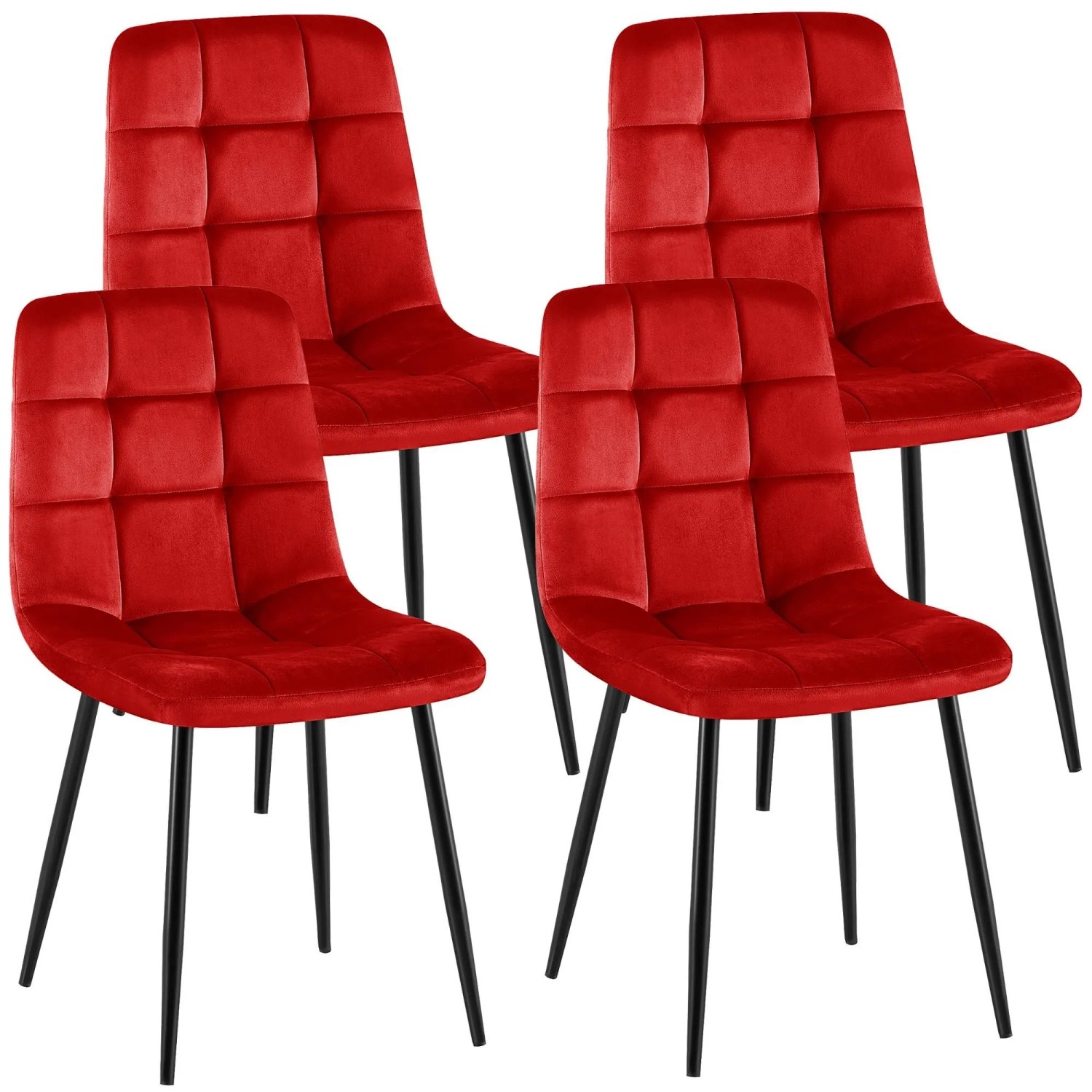 CLP 4er Set Esszimmerstühle Antibes Samt Rot