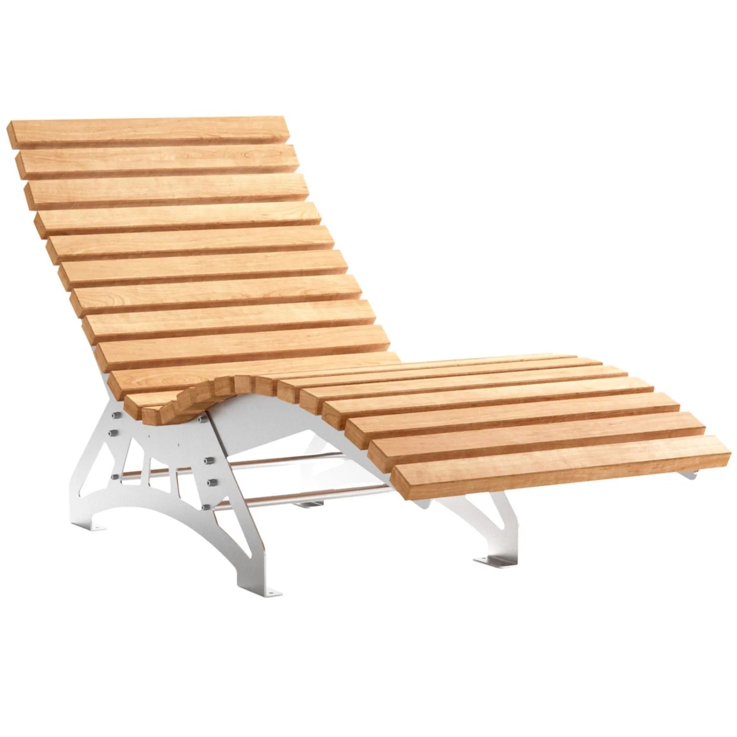 SOTECH Gartenliege LOUNGER Komplett Set 800 mm Breit Edelstahl SS304 Geschliffen Materialstärke 6 mm mit Massiven Holzlatten 39 x 70 mm Lärche