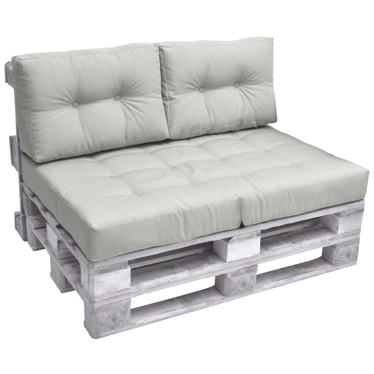 Beautissu ECO Elements Palettenkissen Rücken 60x40x20cm Hellgrau 2tlg