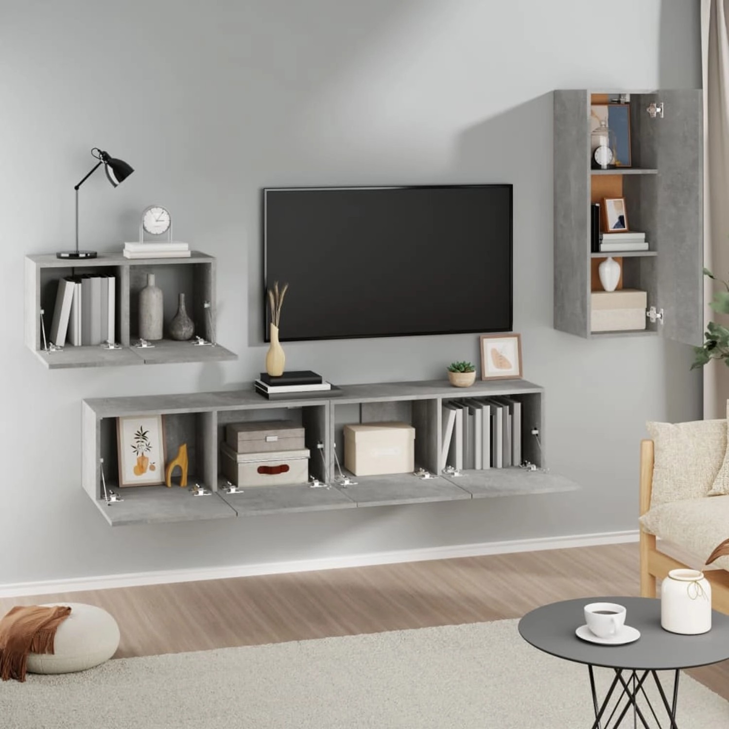 VidaXL 4-tlg. TV-Schrank-Set Betongrau Holzwerkstoff  Modell 32 günstig online kaufen