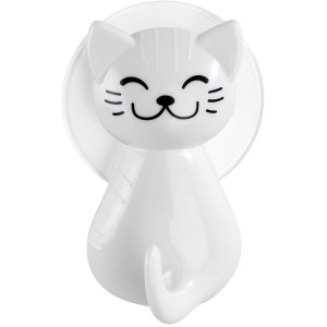Wenko Saughaken Katze, weiß, für Bad und Küche, einfache Montage ohne Bohren.