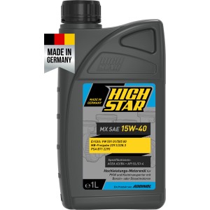 High Star MX 15W-40 Motoröl, 1 Liter Flasche für PKW und Kleintransporter.