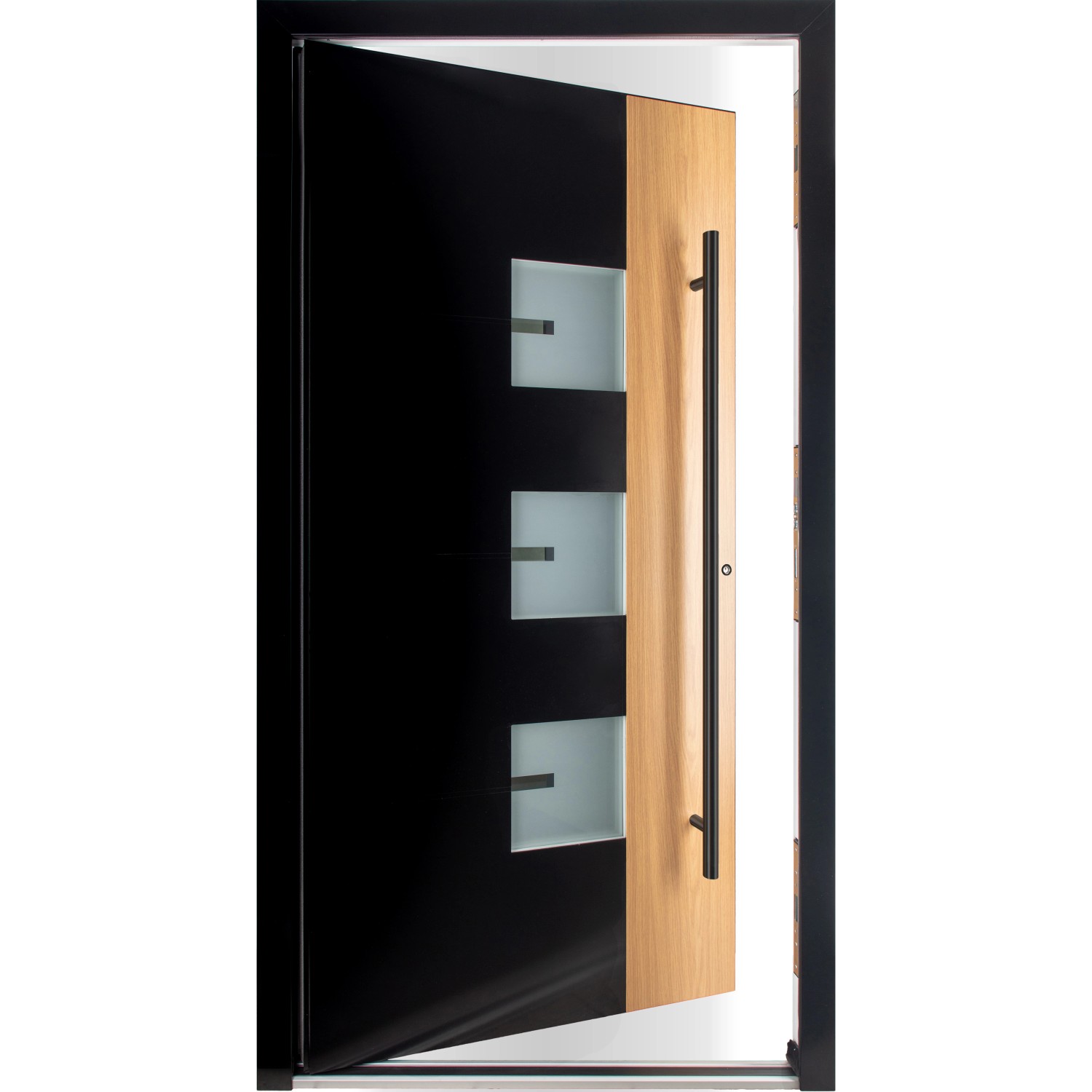 Moderno Haustür M330P Bicolor Wood Schwarz-Eiche Natur 110 cm x 210 cm DIN günstig online kaufen