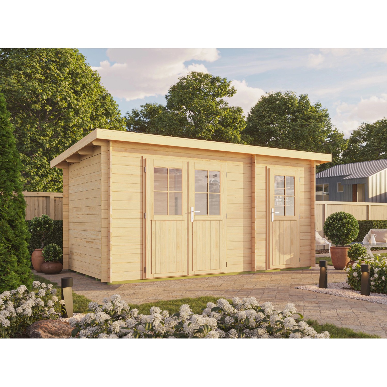 Fjordholz Pultdach Gartenhaus Modell Ezra 2H Kiefer Imprägniert günstig online kaufen