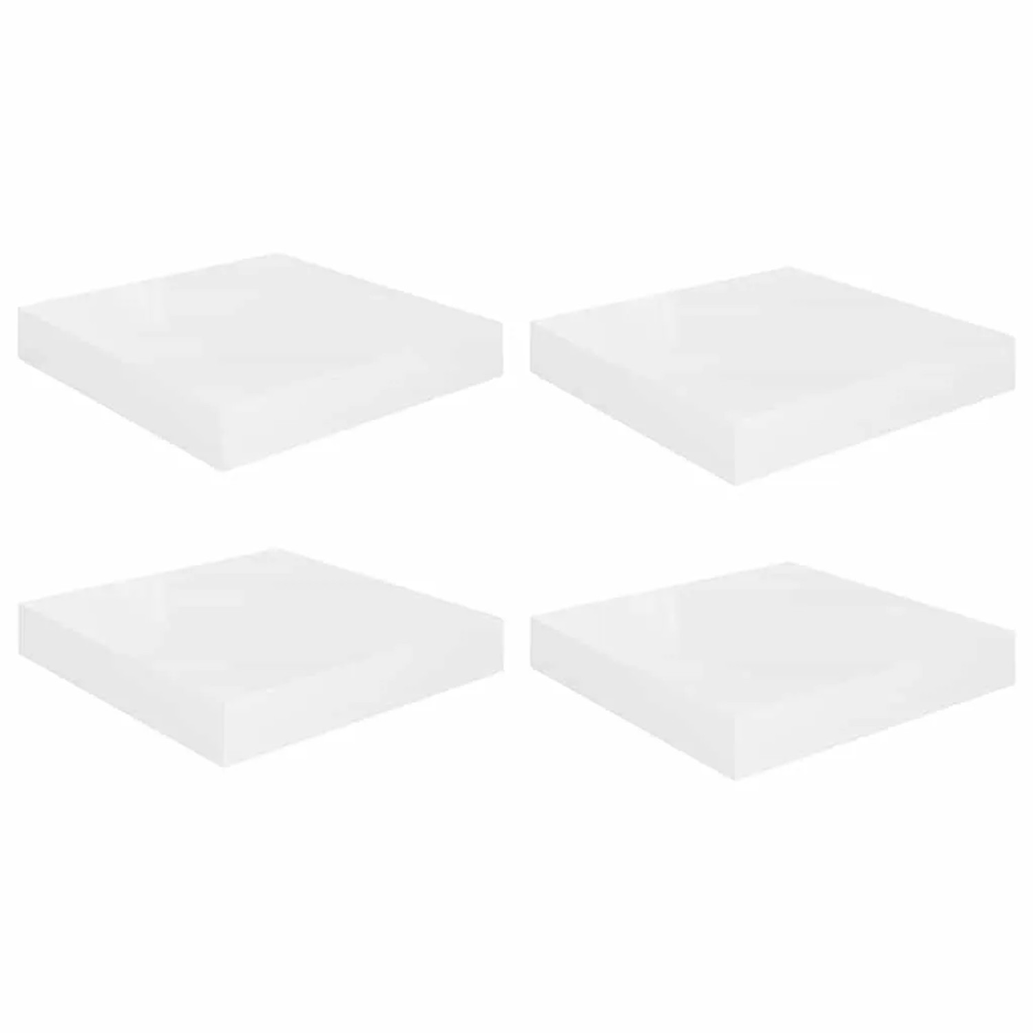 vidaXL Schweberegale 4 Stk Hochglanz-Weiß 23x23,5x3,8 cm MDF 323741