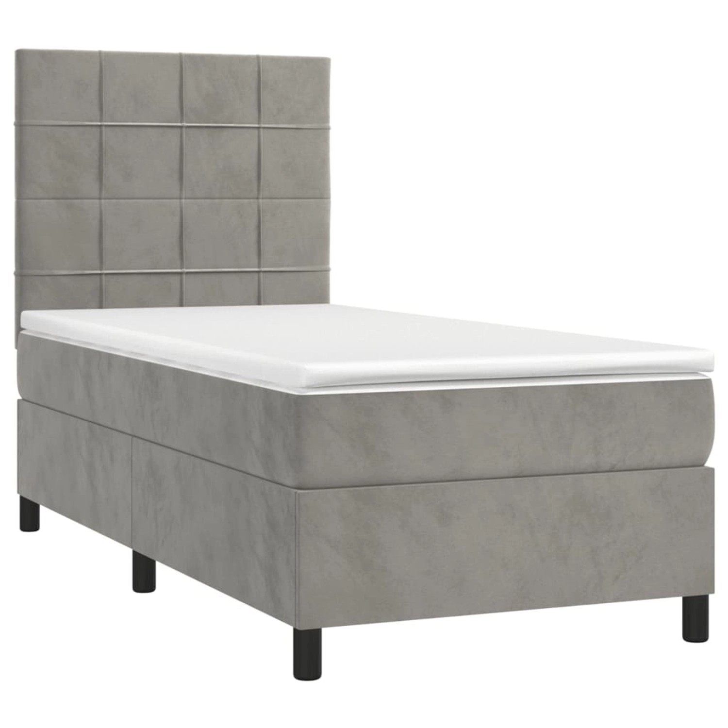 vidaXL Boxspringbett mit Matratze & LED Hellgrau 100x200 cm Samt 3136107 günstig online kaufen