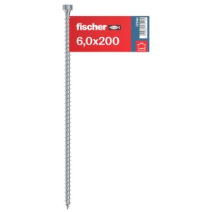 Fischer Holzbauschraube, Zylinderkopf, 6x200 mm, Vollgewinde, geeignet für Holzverbindungen.