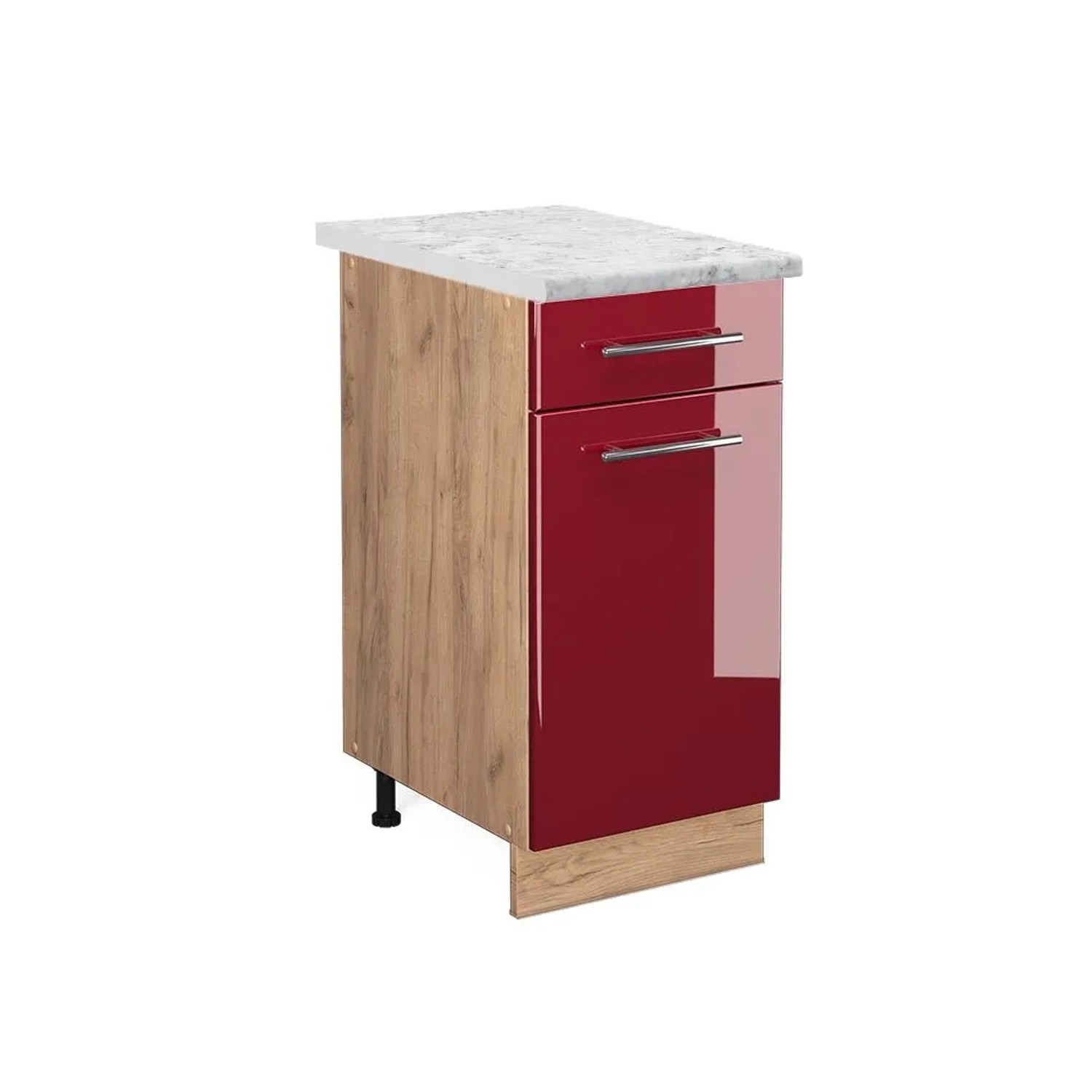 Vicco Küchenunterschrank Fame-Line Bordeaux Hochglanz Goldkraft Eiche 40 cm AP Marmor