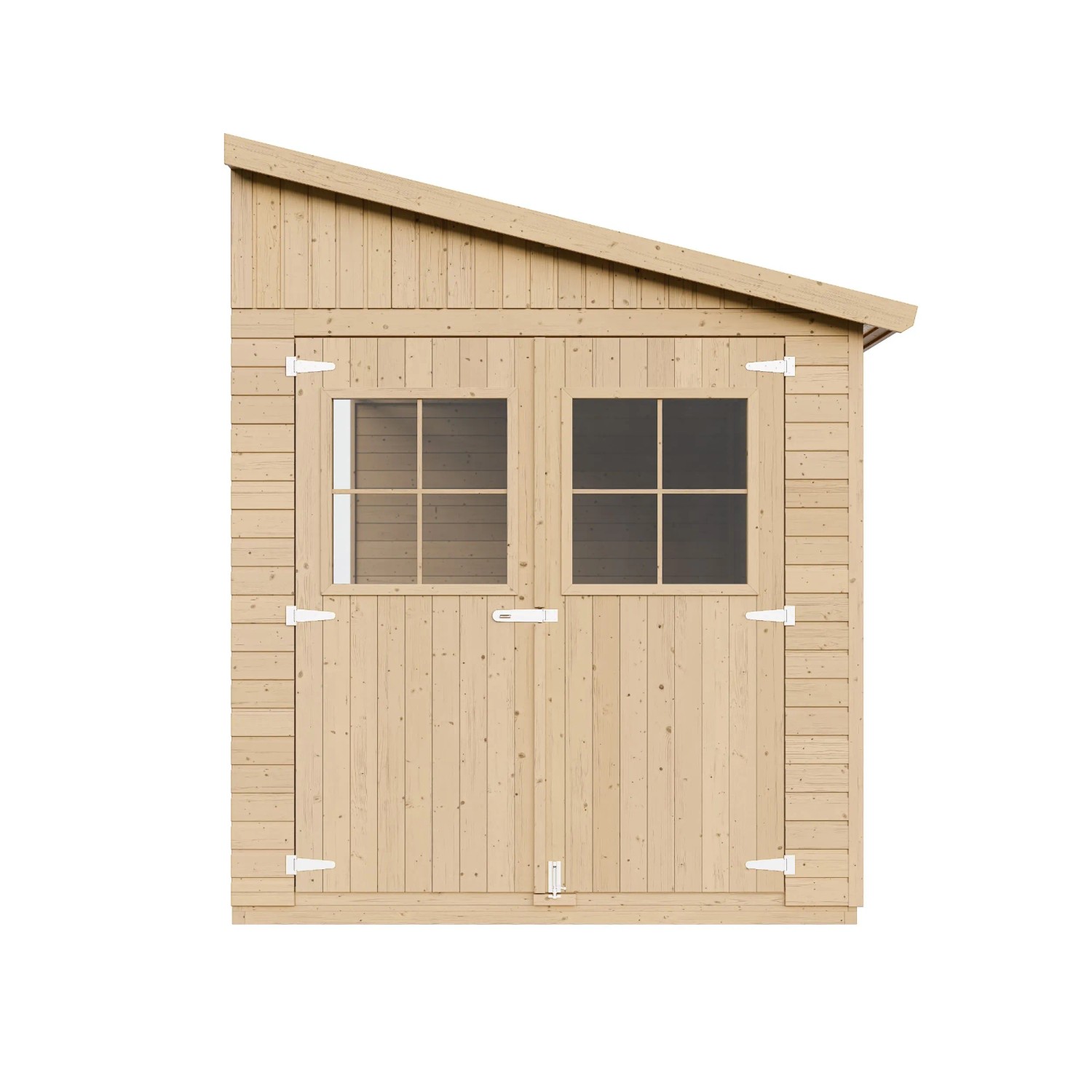Timbela Anbau-Gartenhaus M339 aus Holz, 6 m², ohne Seitenwand und Boden.