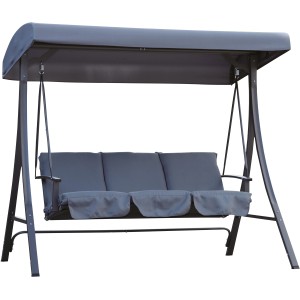 Graue Hollywoodschaukel Westside für 3 Personen mit Stahlrahmen und Polyesterdach.