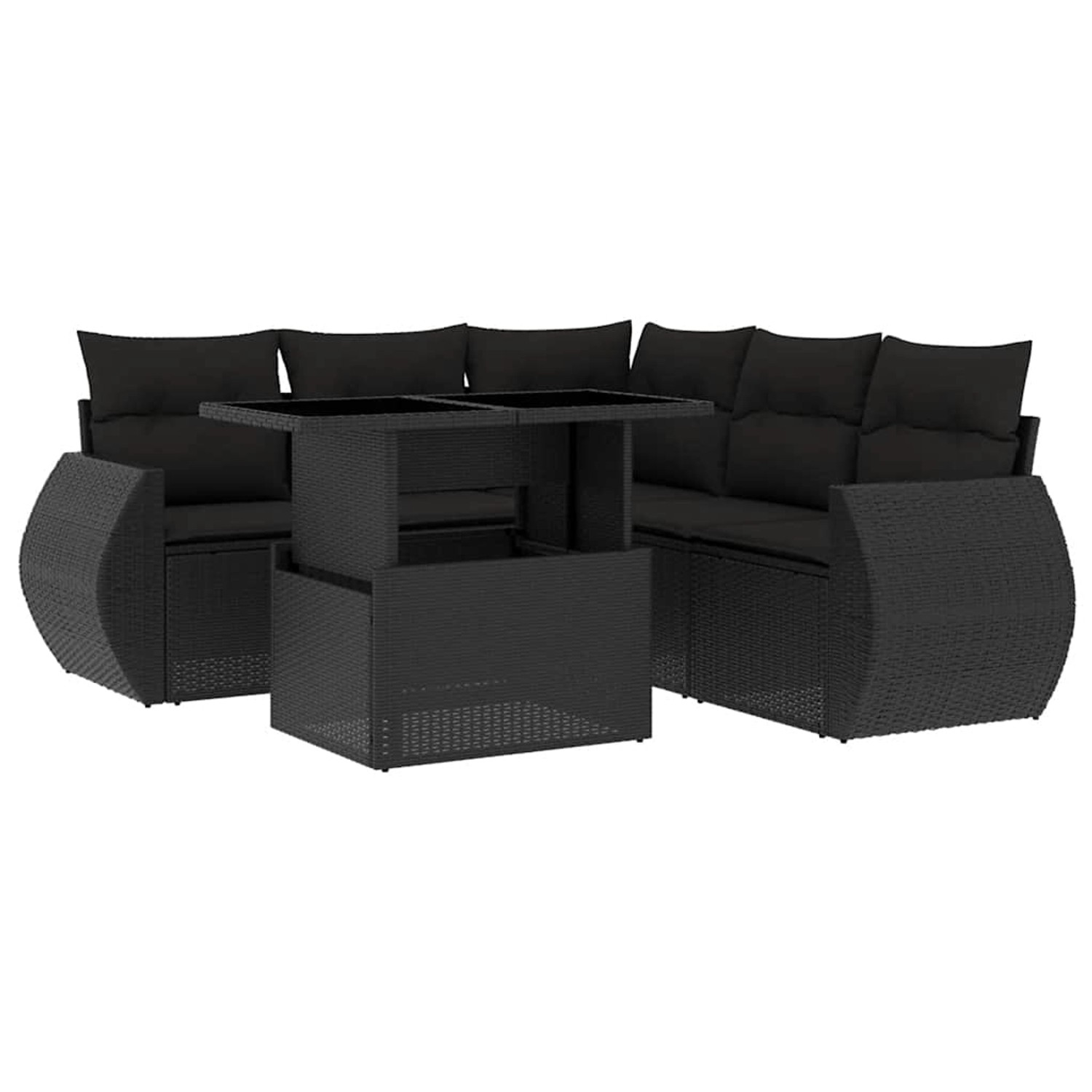 vidaXL 6-Tlg Garten-Sofagarnitur mit Kissen Schwarz Poly Rattan 3268525 günstig online kaufen