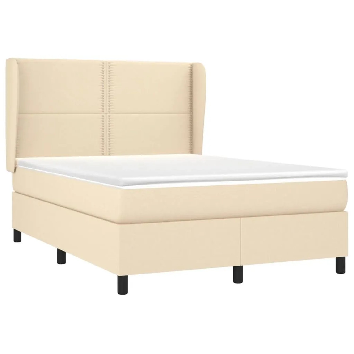 vidaXL Boxspringbett mit Matratze Creme 140x190 cm Stoff 3127882
