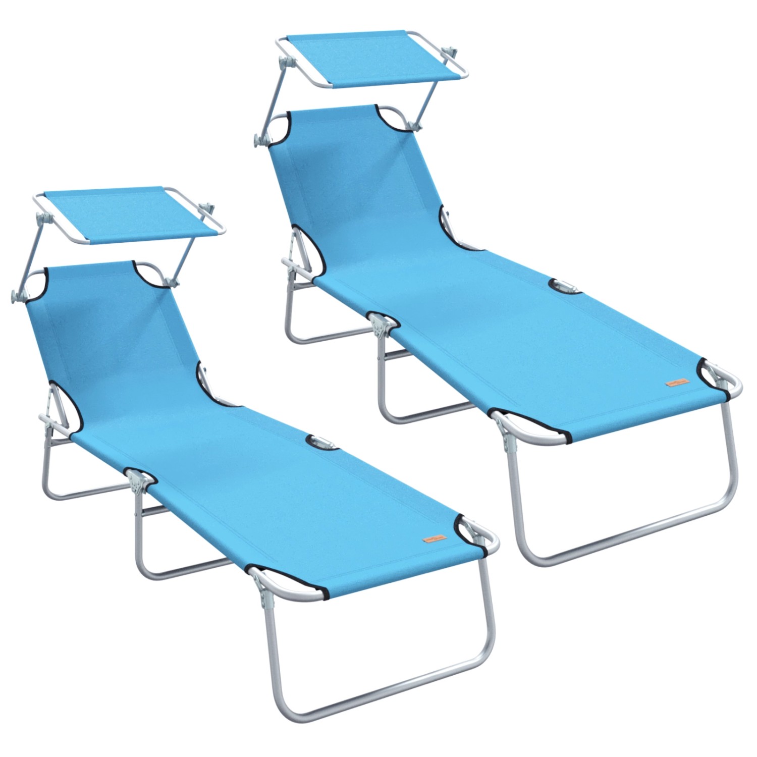 vidaXL Klappbare Sonnenliegen 2er Set mit Sonnendach Himmelblau 600D Oxford günstig online kaufen