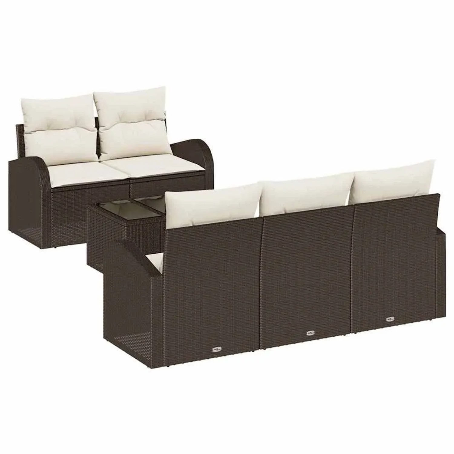 vidaXL Gartensofa-set mit Speicher 6-Tlg Braun und Creme Poly-Rattan 335458 günstig online kaufen