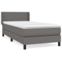 Graues vidaXL Boxspringbett 90x200 cm mit Kunstleder und Matratze.