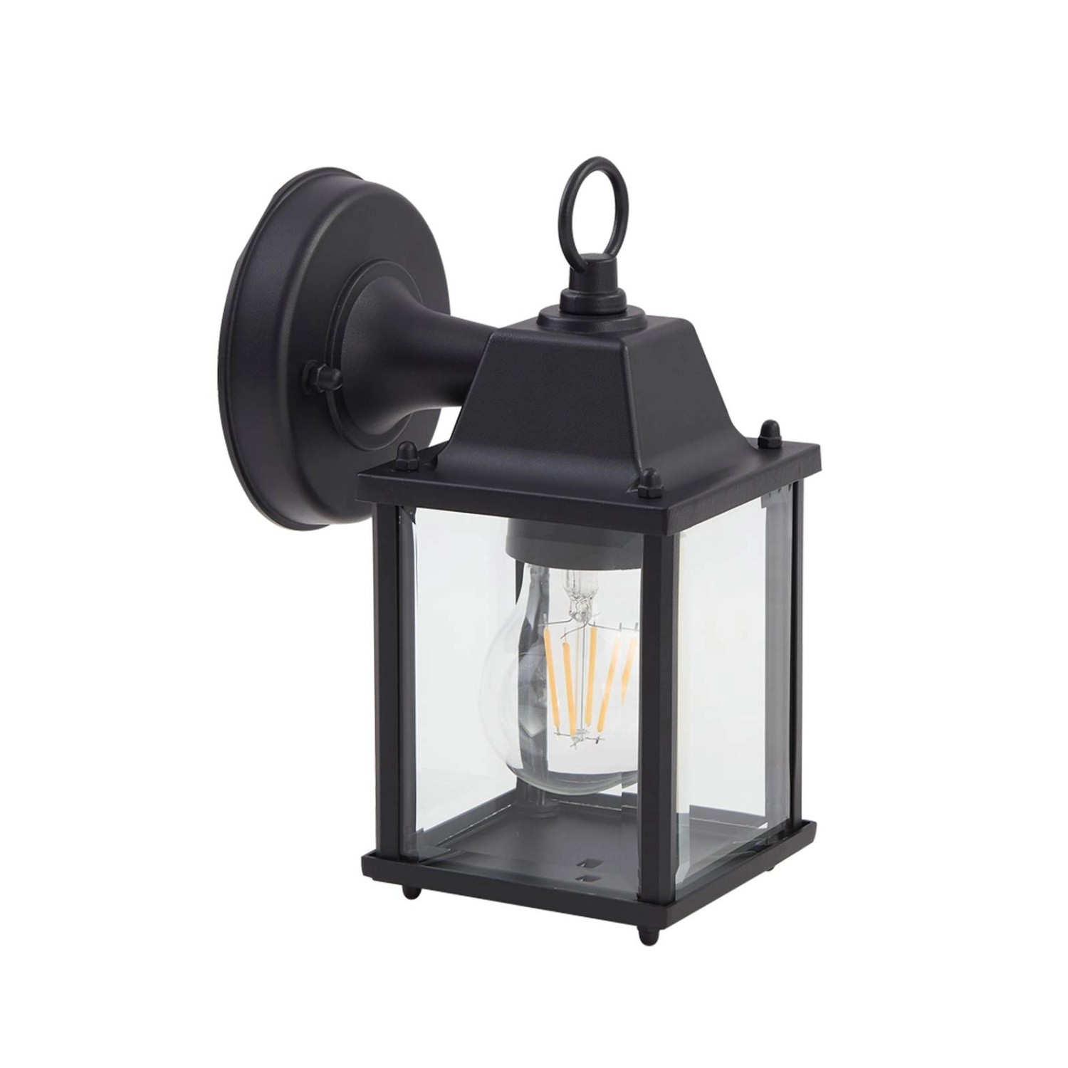 Lindby Wandleuchte Außen Laterne Rurik 10025848 Spritzwassergeschützt Landhaus Vintage Rustikal in Schwarz aus Aluminium...