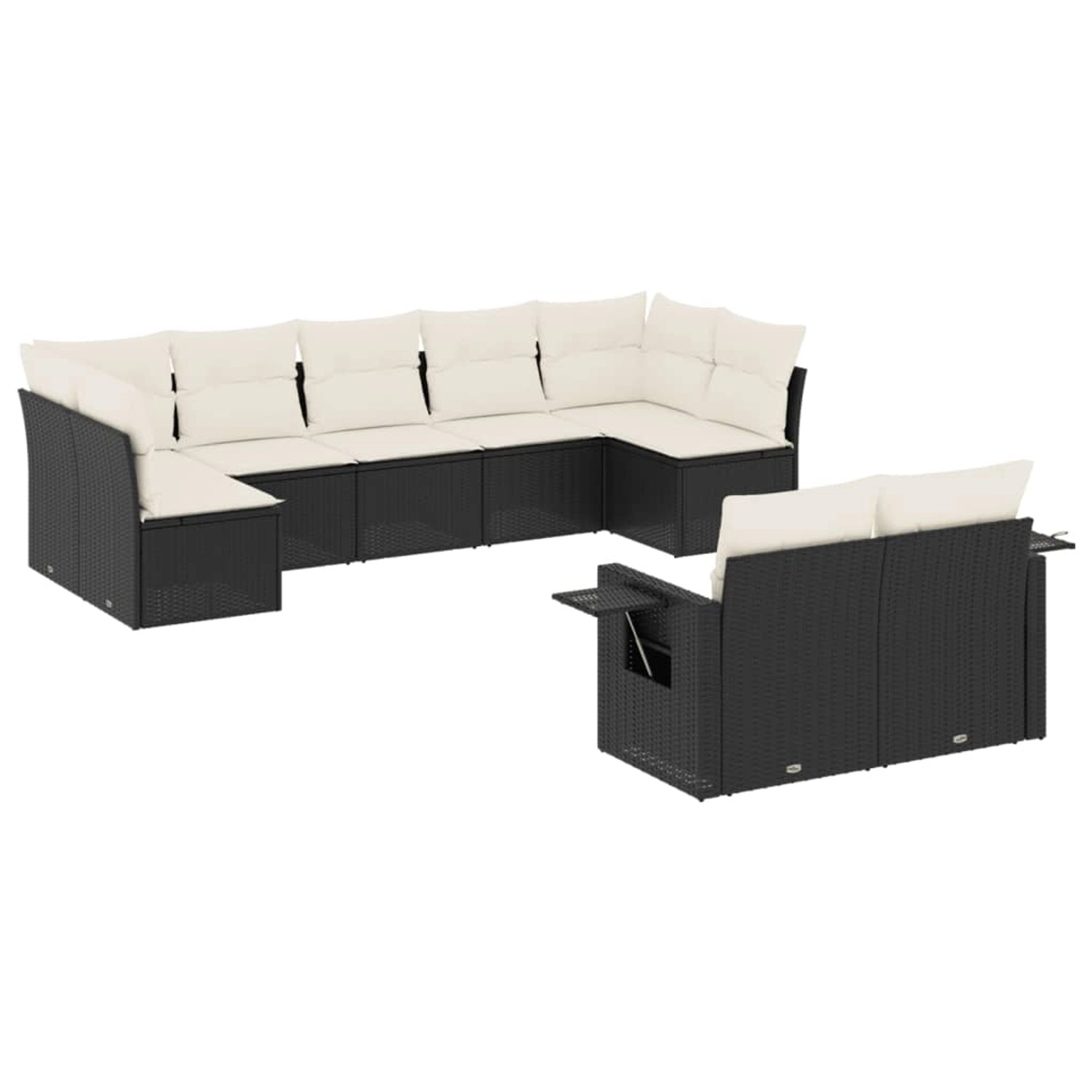 vidaXL 9-Tlg Garten-Sofagarnitur mit Kissen Schwarz Poly Rattan 3252953 günstig online kaufen