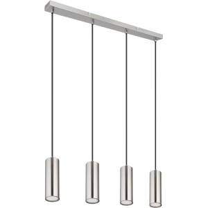 Moderne, 4-flammige Pendelleuchte Robby in Nickel matt. Ideal für Wohn- und Esszimmer.