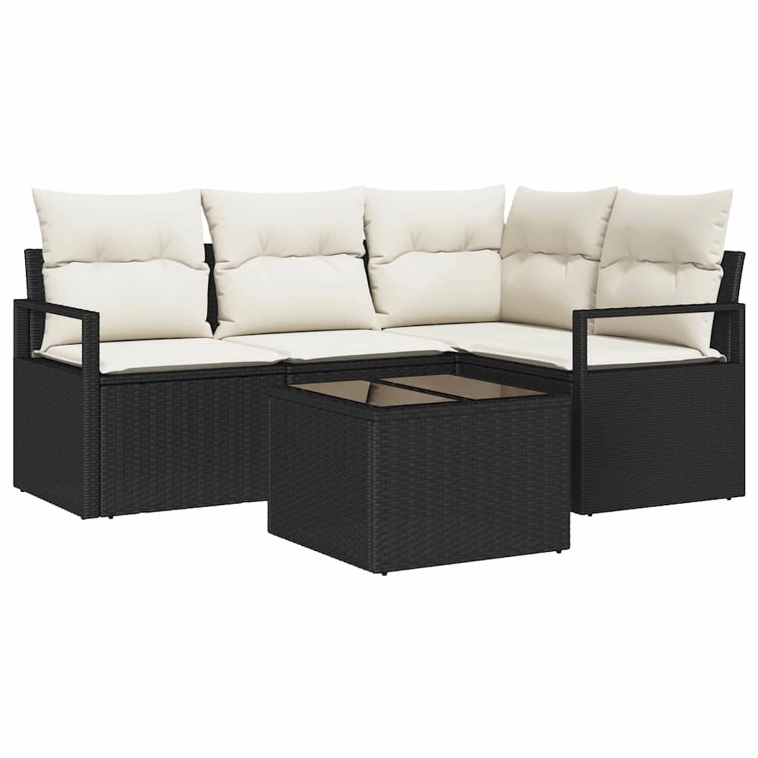 vidaXL Garten-Sofa-Set 5-Tlg Schwarz Poly Rattan 3346367 günstig online kaufen