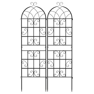 Costway Rankgitter Metall 2er Set Gartenzaun Schwarz 180 x 50 cm