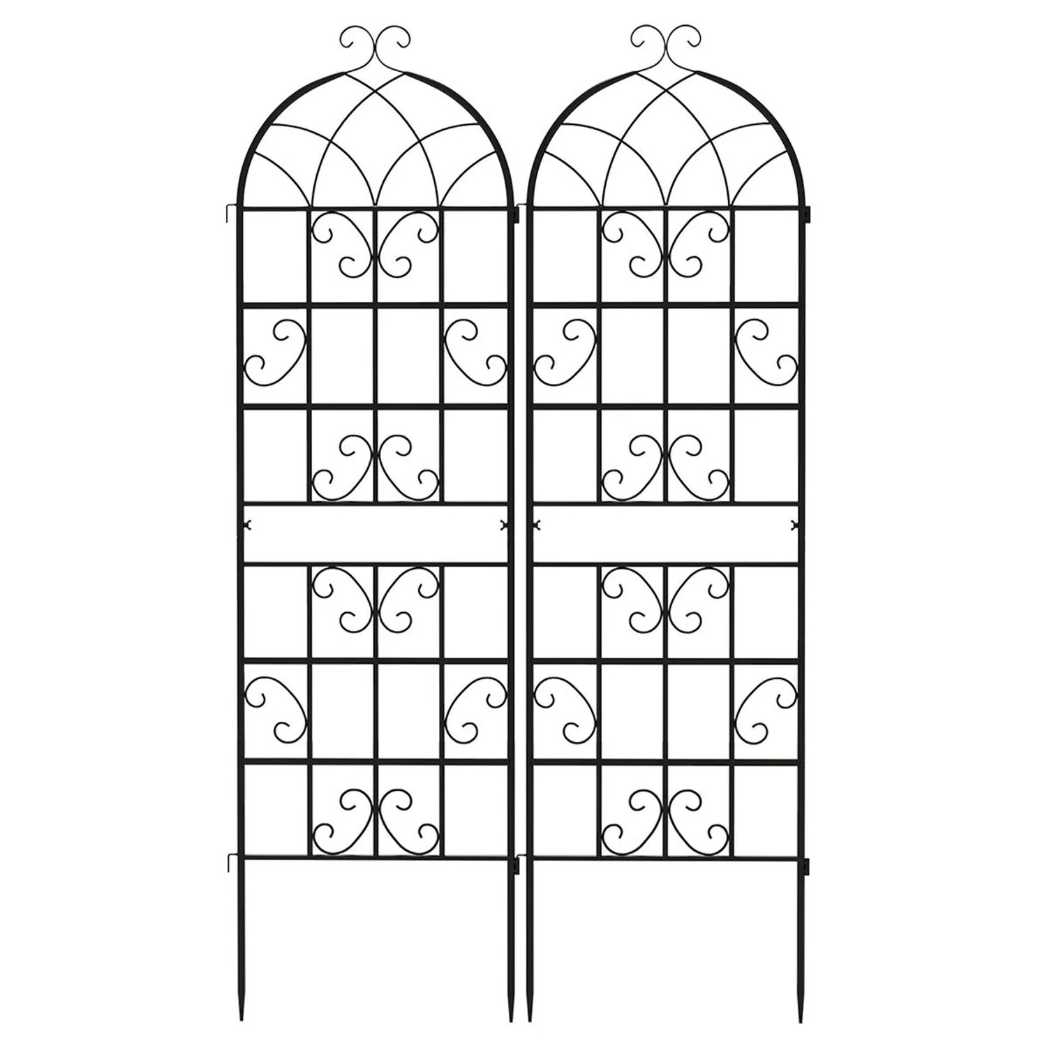 Costway Rankgitter Metall 2er Set Gartenzaun Schwarz 180 x 50 cm günstig online kaufen