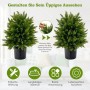 Zwei grüne, 55cm hohe Costway Kunstpflanzen im Topf. Lebensechte Zedern-Topiary-Bäume für Haus & Büro, formbar.