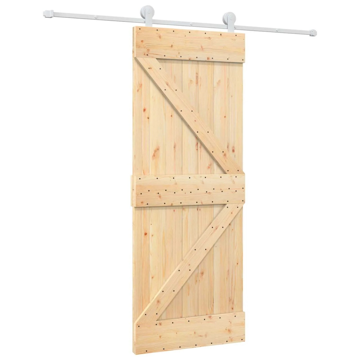 vidaXL Schiebetür Natur und Weiß 80 x 210 cm Massives Kiefernholz 3445023